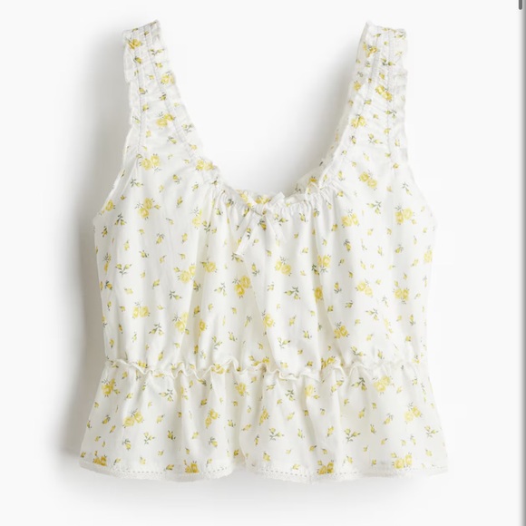 NWT H&M Floral Gathered Peplum Top - Picture 1 of 7